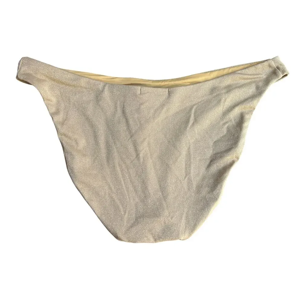 AQUA SWIM BLOOMINGDALES WOMENS MEDIUM WIRE TRIANGLE BIKINI SET SHIMMER GOLD NEW